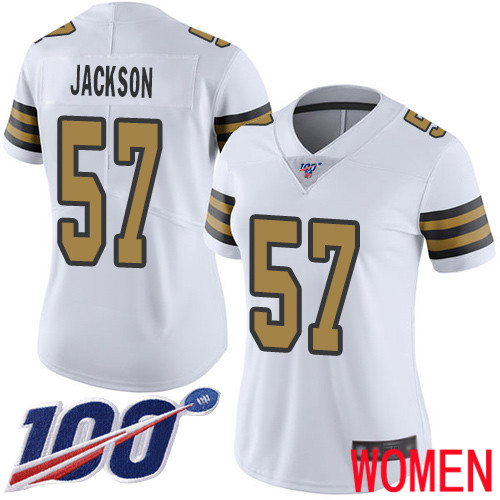 New Orleans Saints Limited White Women Rickey Jackson Jersey NFL Football #57 100th Season Rush Vapor Untouchable Jersey